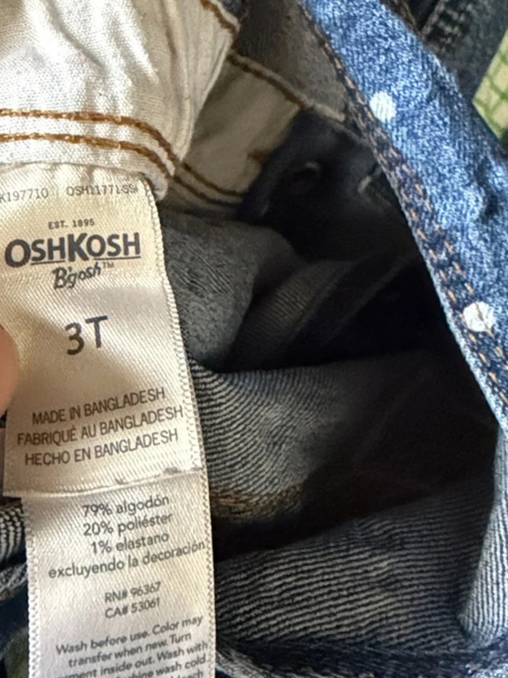 OshKosh B'gosh Blue Denim Polka Dot Overalls
